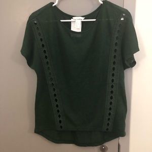 Dark Green Sweater top with cut outs!